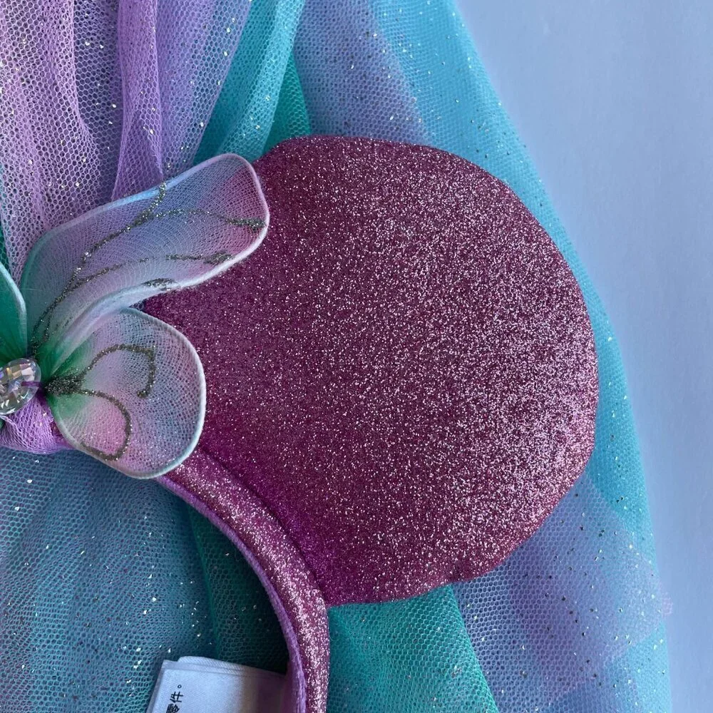 Disney Parks Princess Fairy Butterfly Glitter‎ Veil Minnie Mouse Ears Headband